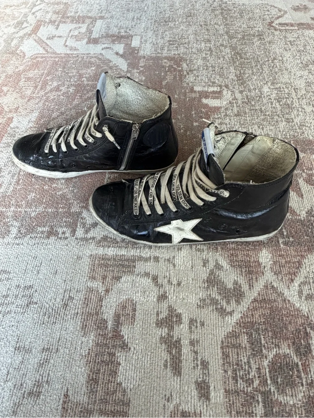 Golden Goose Black High-Top Sneakers with White Laces